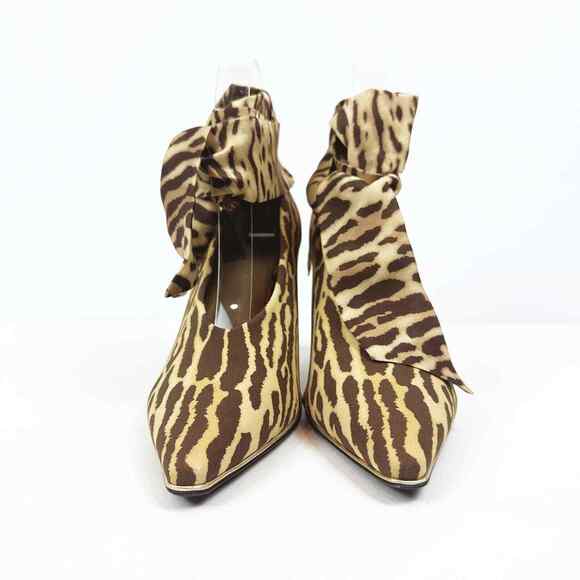 Zimmermann Womens Ankle Tie Heels Size 8 Stiletto Pointed Toe Cheetah Designer - Picture 5 of 10